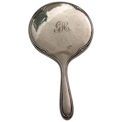 Miroir à main Edouardien antique en argent par Henry Matthews