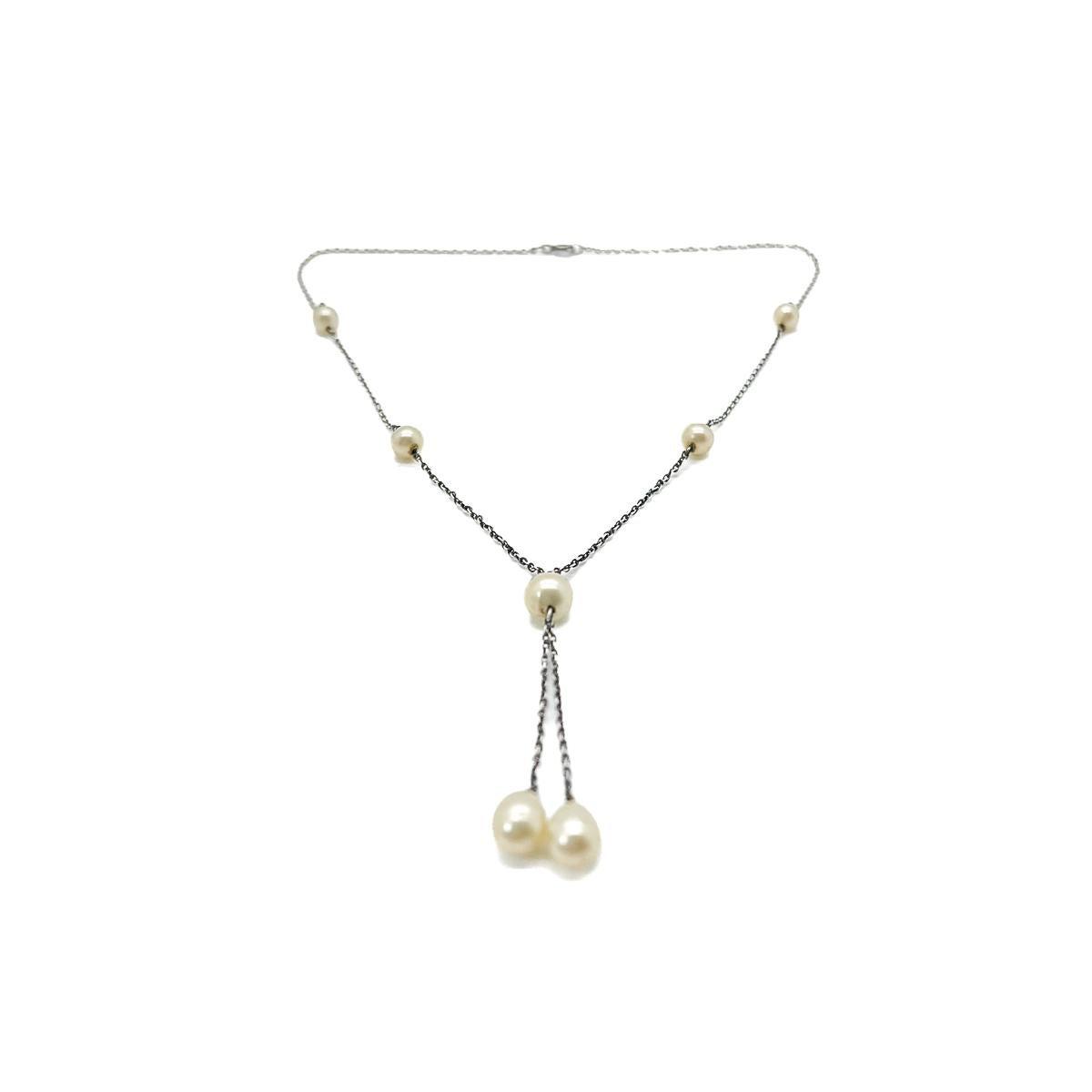 Antica collana Lavaliere edoardiana in argento e perle del 1910 in vendita 2