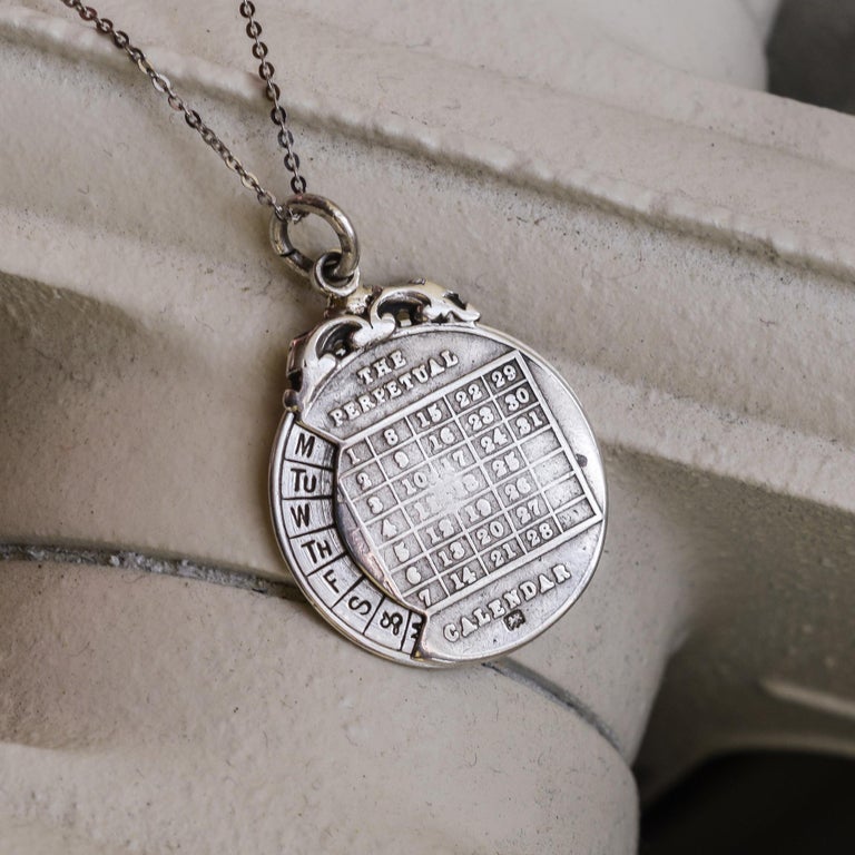 Antique Edwardian Silver Perpetual Calendar Pendant at 1stDibs