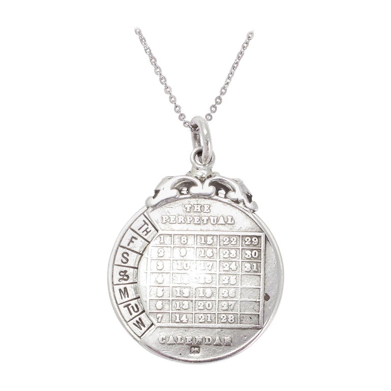 Antique Edwardian Silver Perpetual Calendar Pendant at 1stDibs