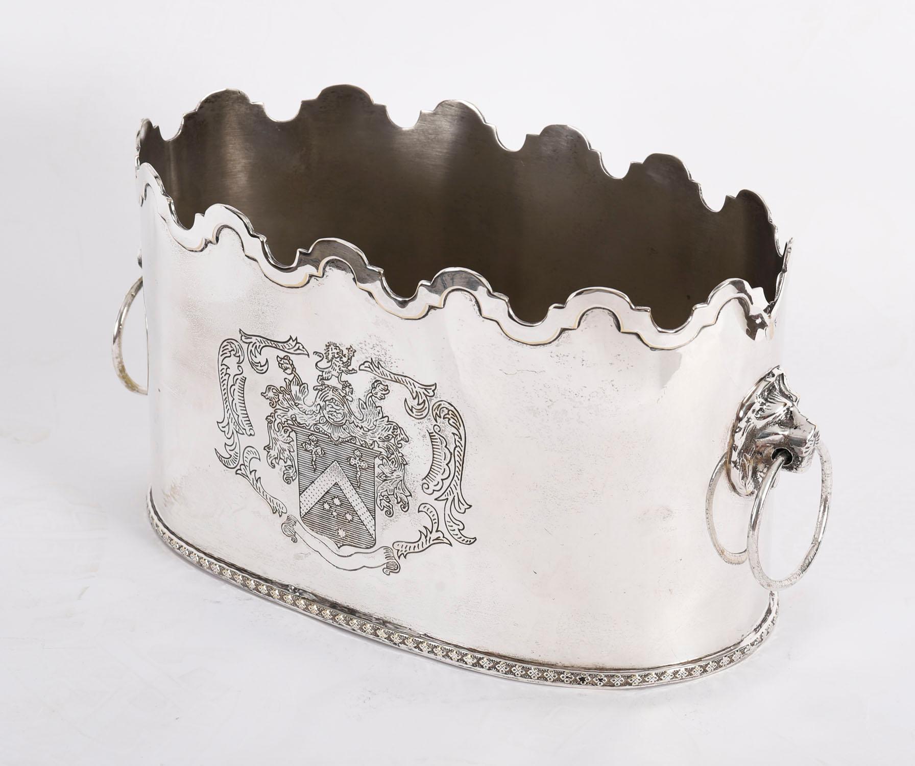 Antique Edwardian Silver Plate Wine Cooler 20th Century In Good Condition For Sale In London, GB