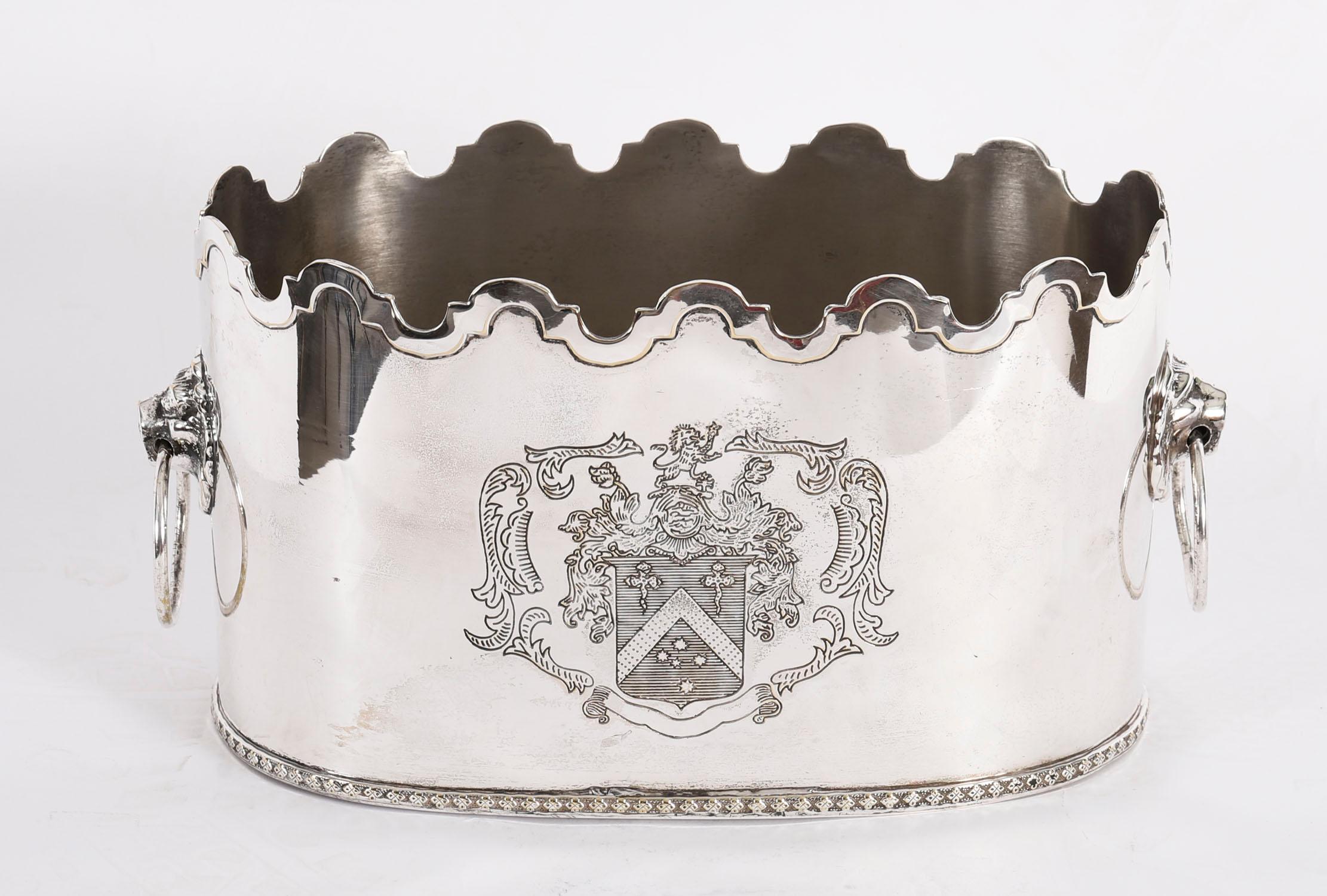 Antique Edwardian Silver Plate Wine Cooler 20th Century For Sale 5