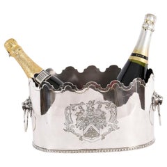 Antiguo enfriador de vino eduardiano de plata del siglo XX