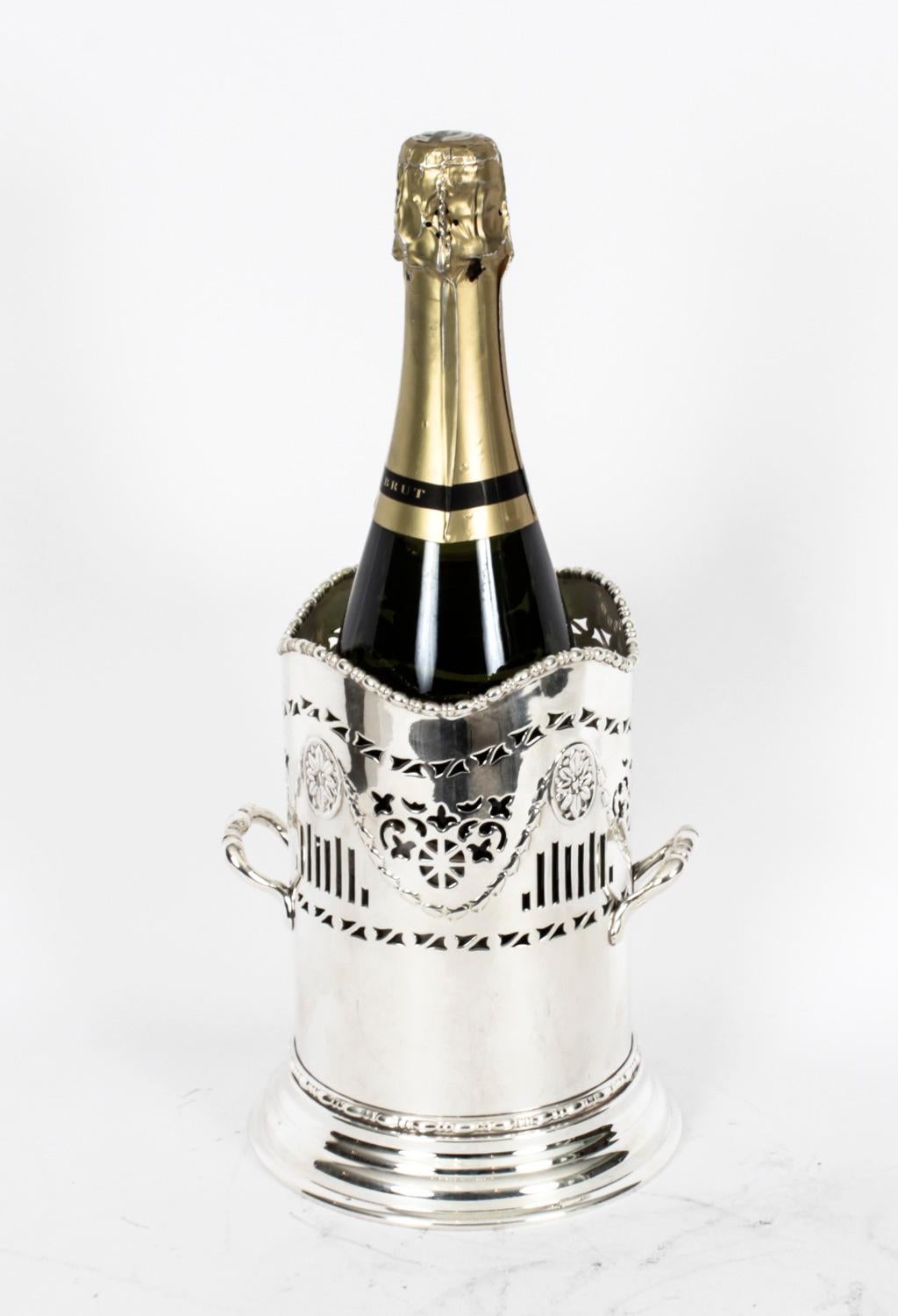 Antique Edwardian Silver Plated Bottle Holder Early 20th Century 6