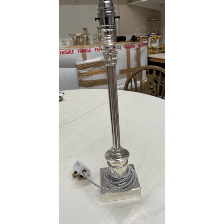 Antique Edwardian Silver Plated Corinthian Column Table Lamp, Early 20th Century For Sale 5