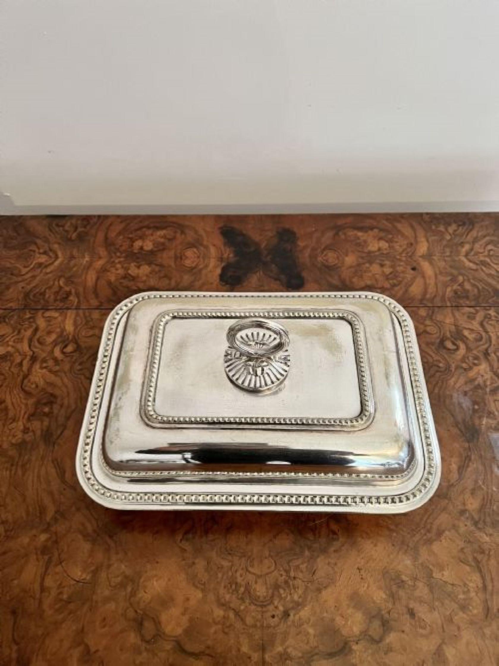 20th Century Antique Edwardian silver plated entree dish  For Sale