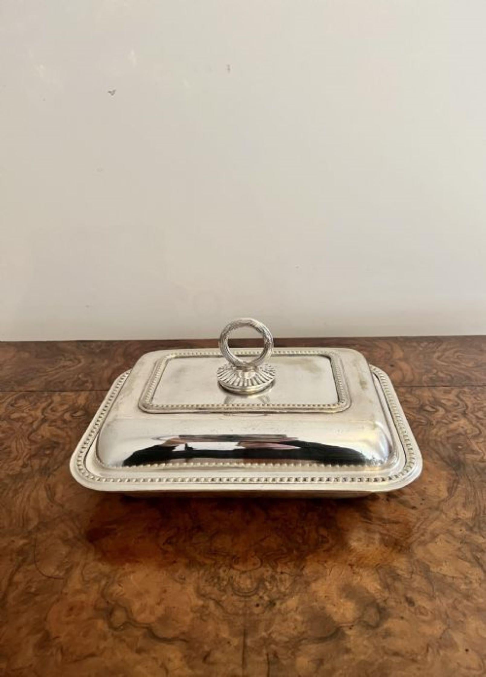 Silver Plate Antique Edwardian silver plated entree dish  For Sale