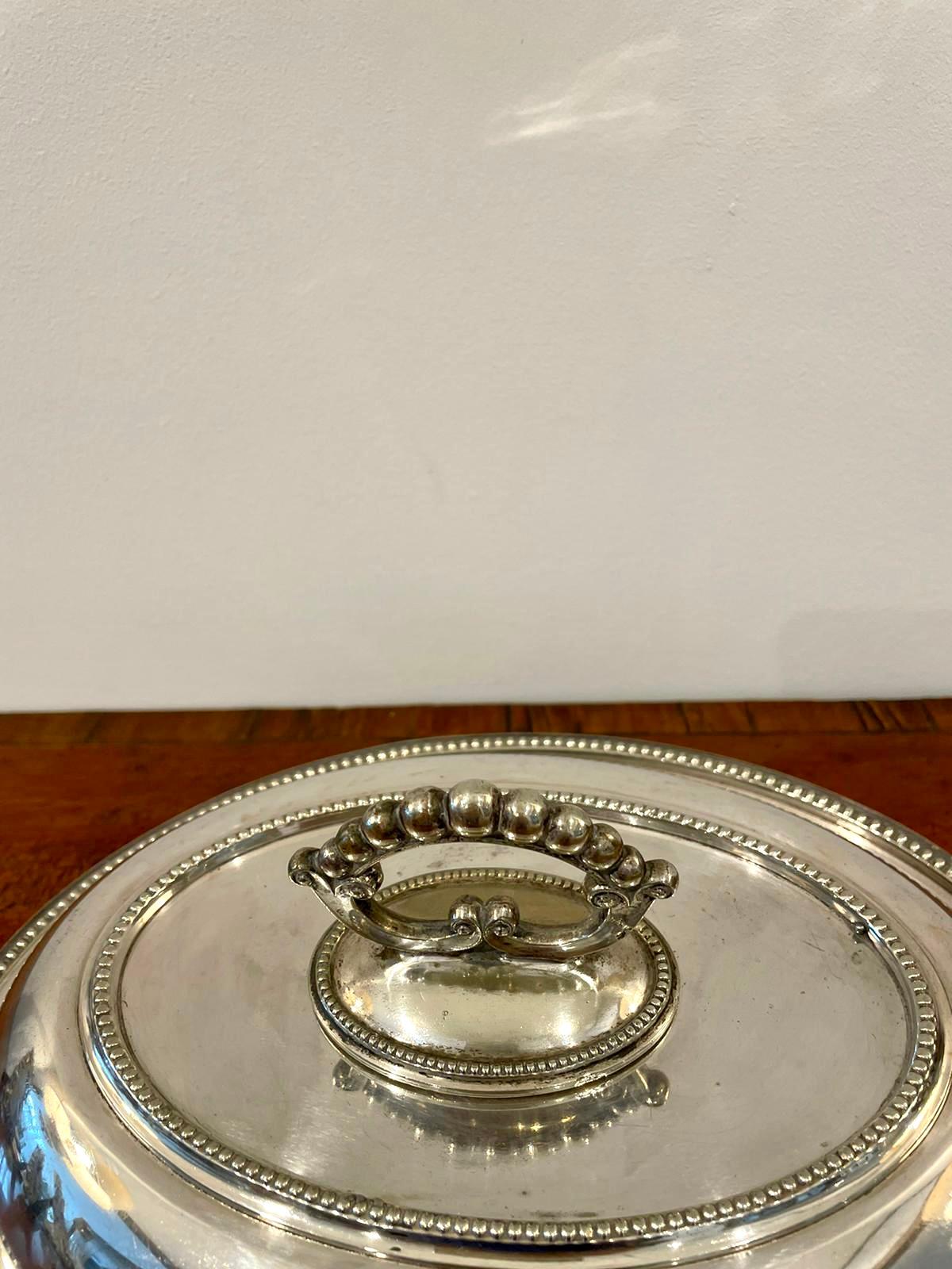 Antique Edwardian Silver Plated Entrée Dish For Sale 1