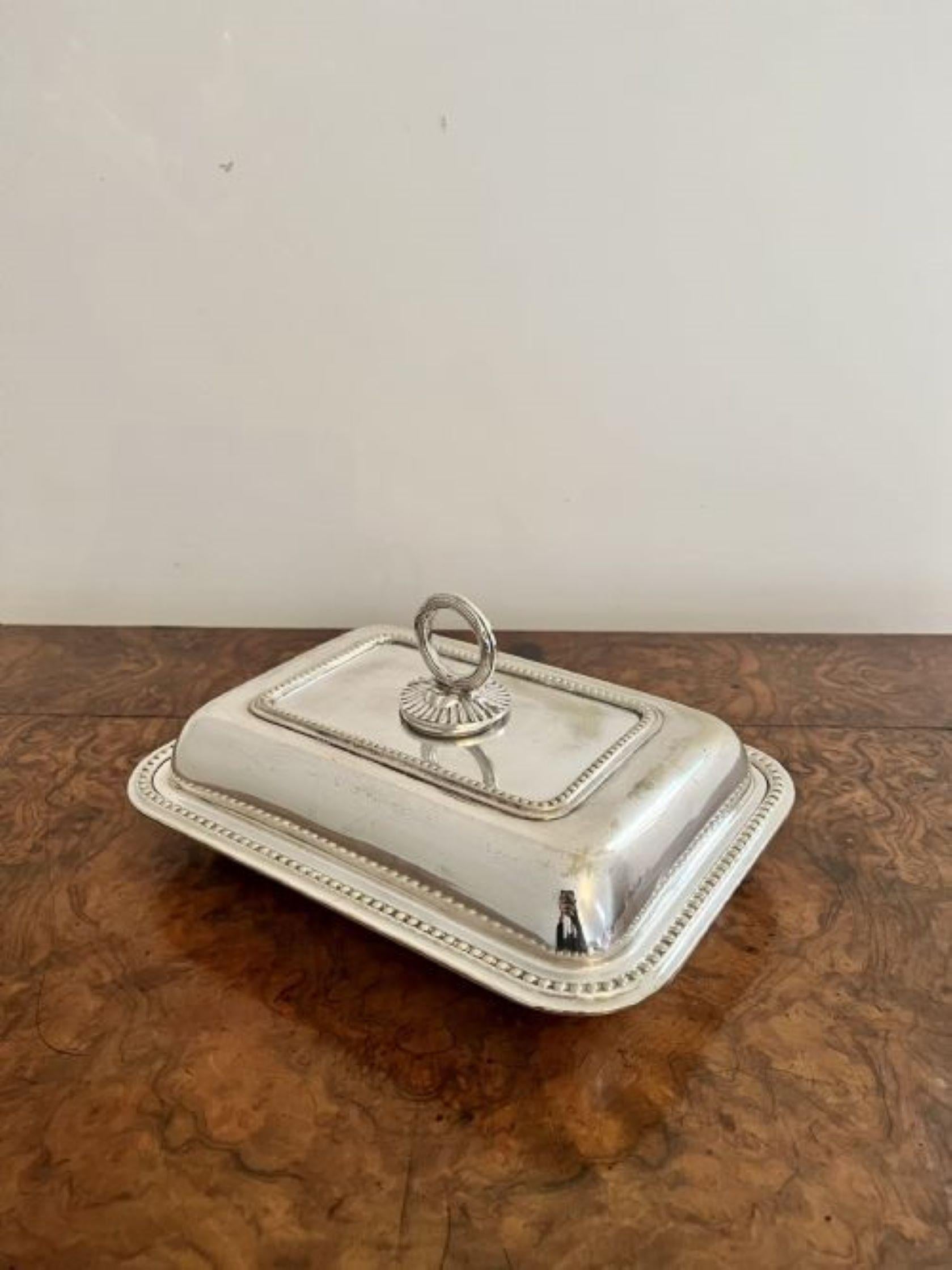 Antique Edwardian silver plated entree dish  For Sale 1