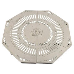 Antique Edwardian Silver Plated Expanding Pot Trivet with Monogram