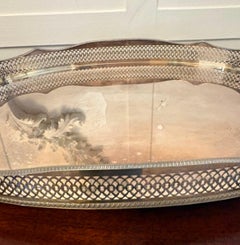 Antique Edwardian Silver Plated Gallery Tea Tray
