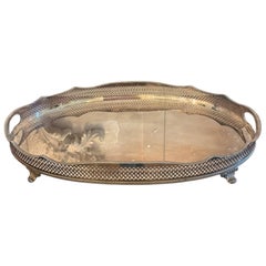 Antique Edwardian Silver Plated Gallery Tea Tray