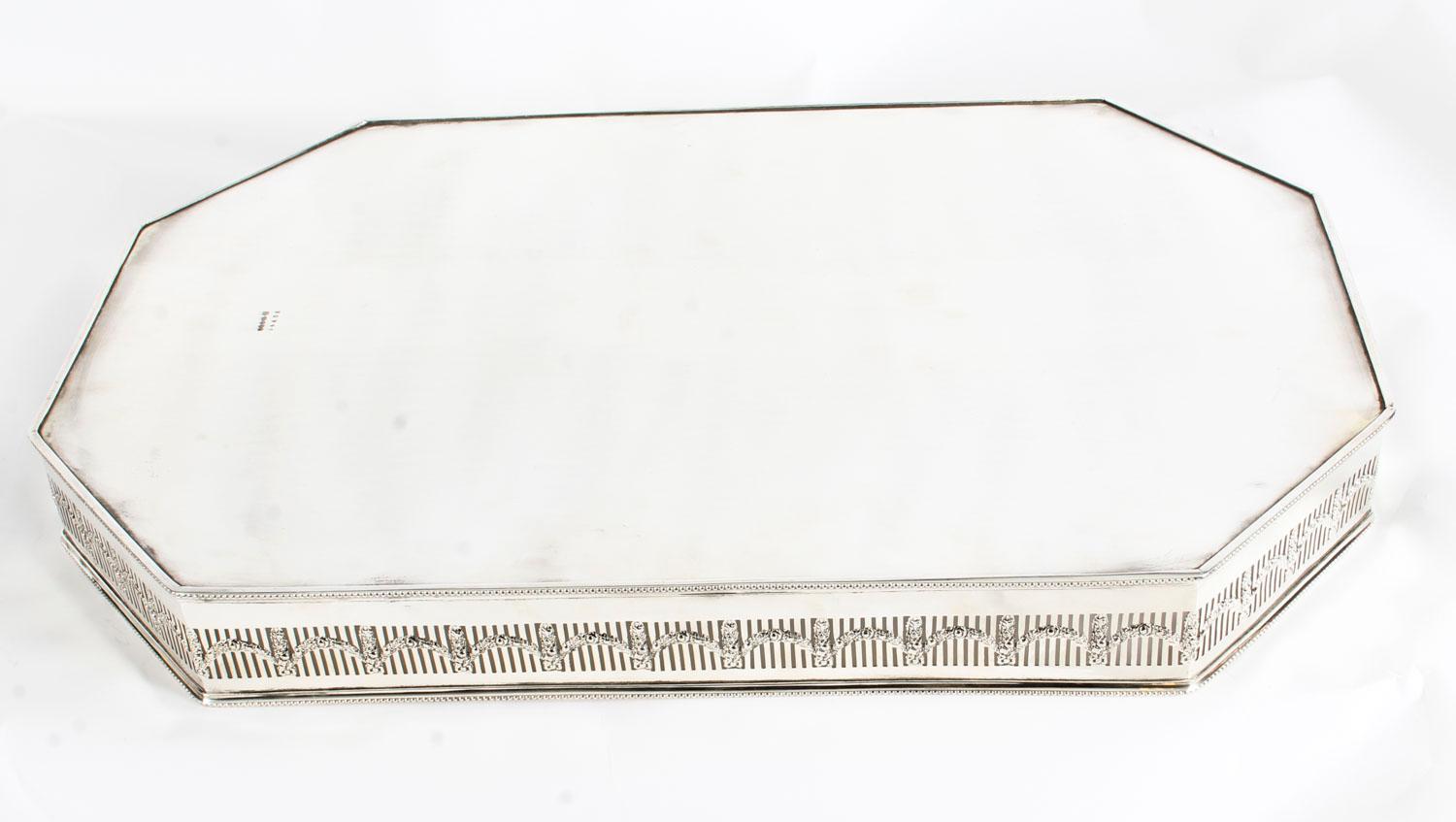 Antique Edwardian Silver Plated Gallery Tray, 19th Century 6