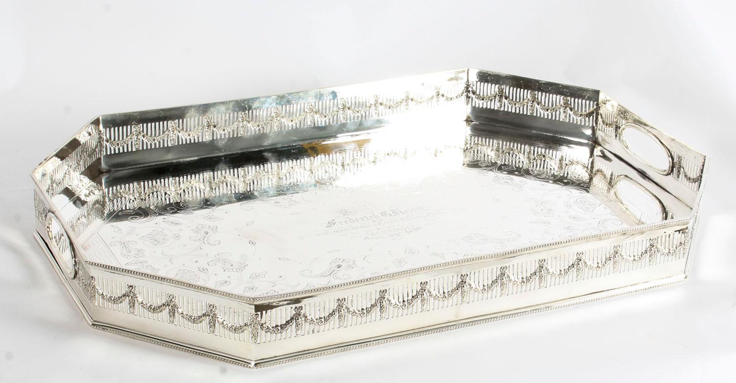 Antique Edwardian Silver Plated Gallery Tray, 19th Century 7