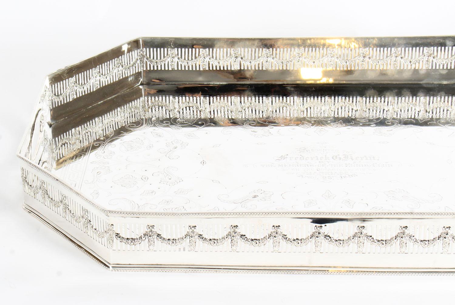 Antique Edwardian Silver Plated Gallery Tray, 19th Century In Good Condition In London, GB
