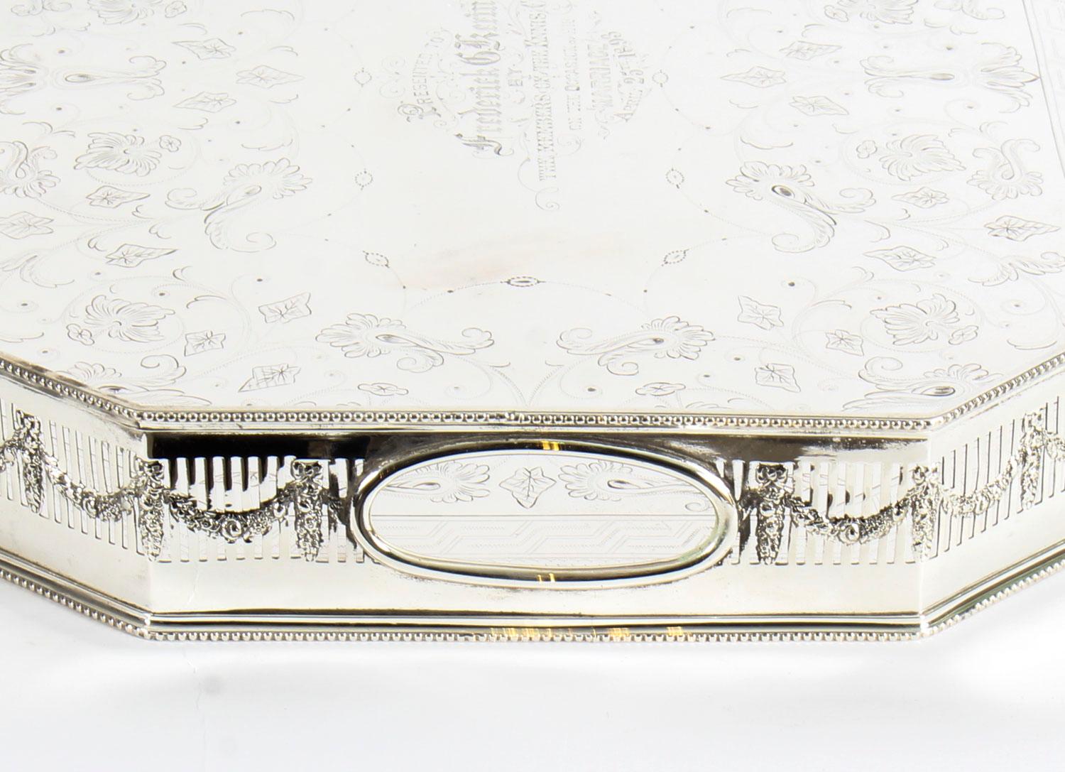 Late 19th Century Antique Edwardian Silver Plated Gallery Tray, 19th Century