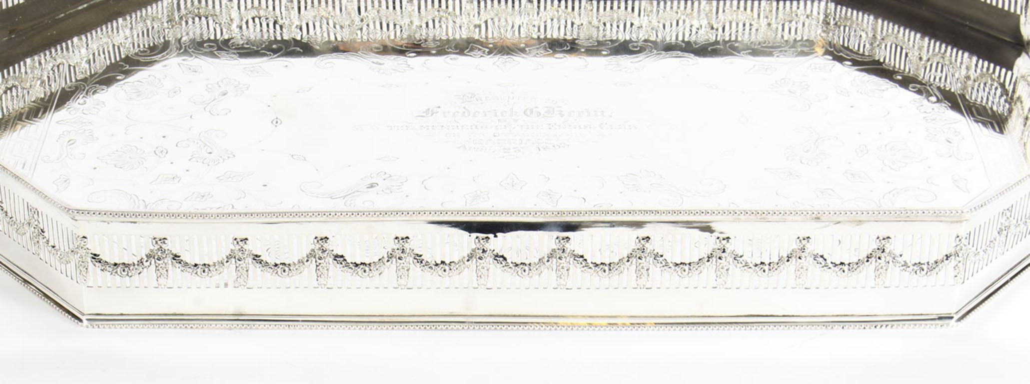 Antique Edwardian Silver Plated Gallery Tray, 19th Century 1