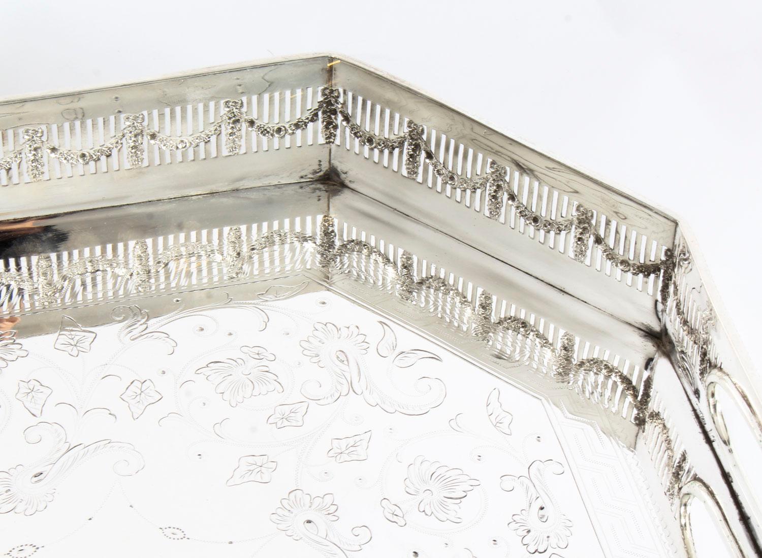 Antique Edwardian Silver Plated Gallery Tray, 19th Century 2