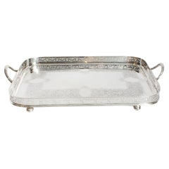 Antique Edwardian Silver Plated Gallery Tray 19th Century Antique Edwardian Silver Plated Gallery Tray 19th Century