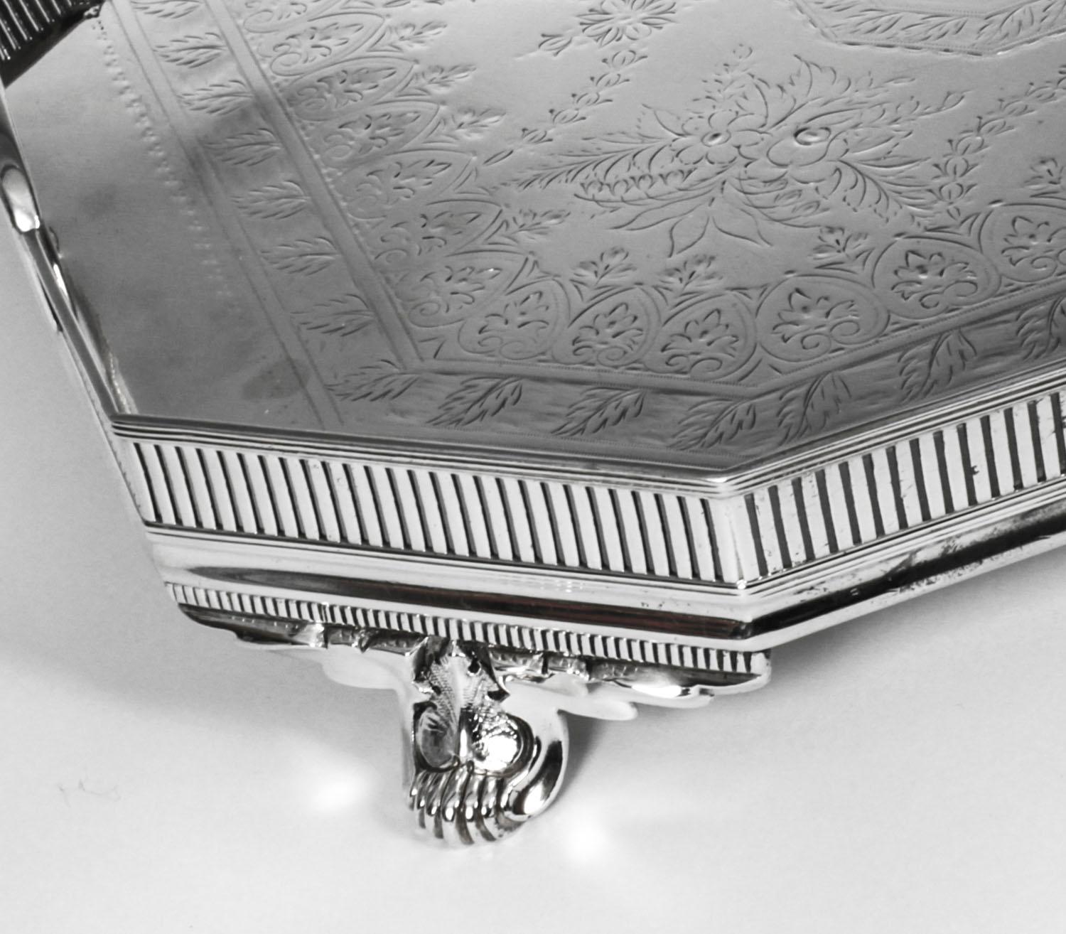 Antique Edwardian Silver Plated Gallery Tray Atkins Brothers, 19th