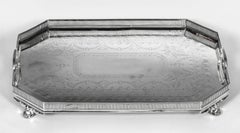 Antique Edwardian Silver Plated Gallery Tray Atkins Brothers, 19th Century