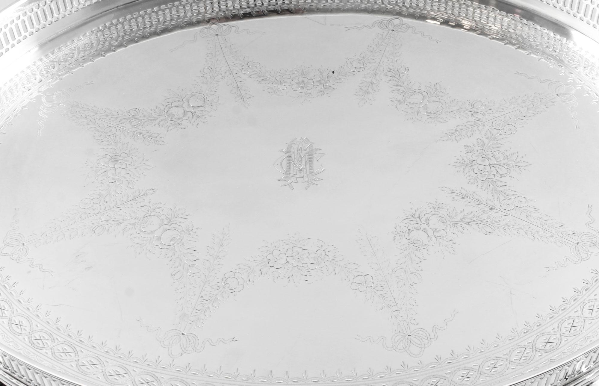 English Antique Edwardian Silver Plated Gallery Tray, circa 19th Century