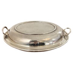 Ancien plat à entrée ovale édouardien plaqué argent