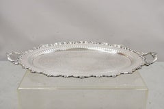 Antikes, edwardianisches, versilbertes, ovales Serviertablett mit durchbrochener Dekoration