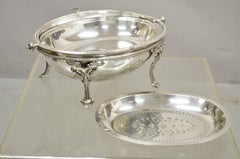 Antique Edwardian Silver Plated Revolving Dome Oval Breakfast Food Warmer