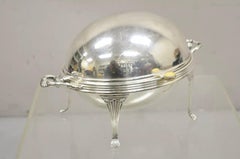 Antike edwardianische versilbert drehbare Dome Oval Chafing Dish Food Warmer