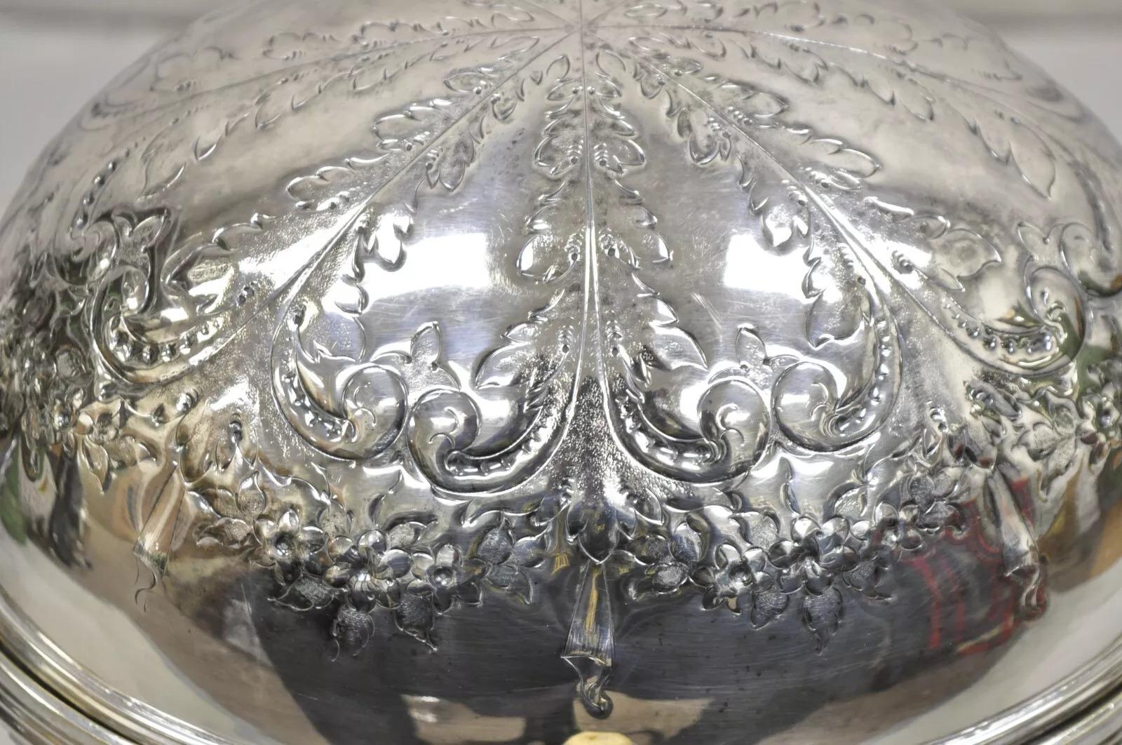 Sconosciuto Antico scaldavivande edoardiano a cupola ovale girevole placcato in argento in vendita
