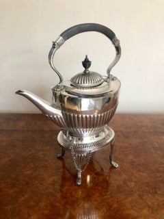 Antique Edwardian Silver Plated Spirit Kettle on A Stand