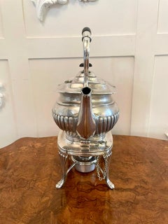 Antique Edwardian Silver Plated Spirit Kettle on Stand