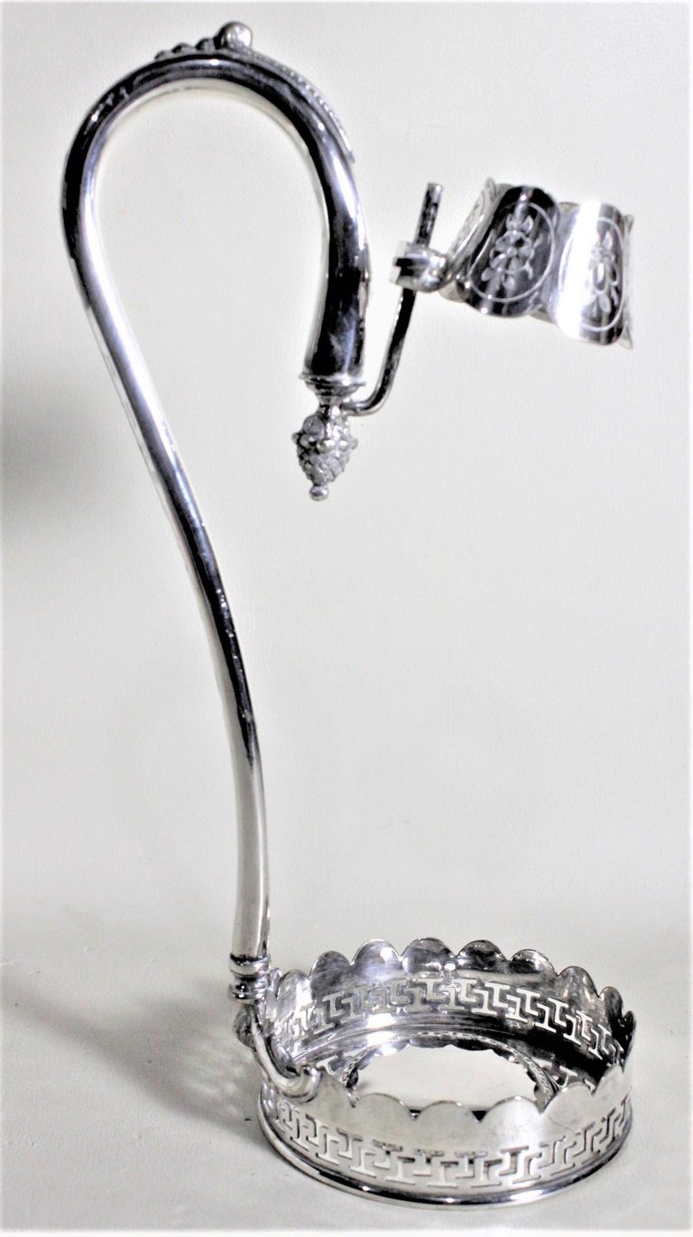 Antique Edwardian Silver Plated Wine Bottle Holder or Pourer with Acorn