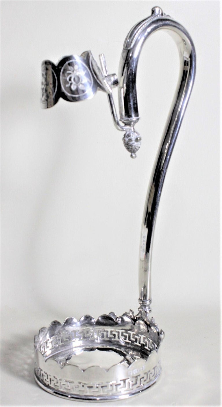 Antique Edwardian Silver Plated Wine Bottle Holder or Pourer with Acorn