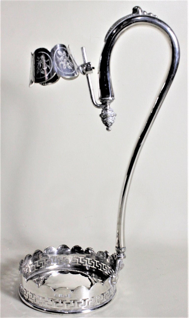 Antique Edwardian Silver Plated Wine Bottle Holder or Pourer with Acorn