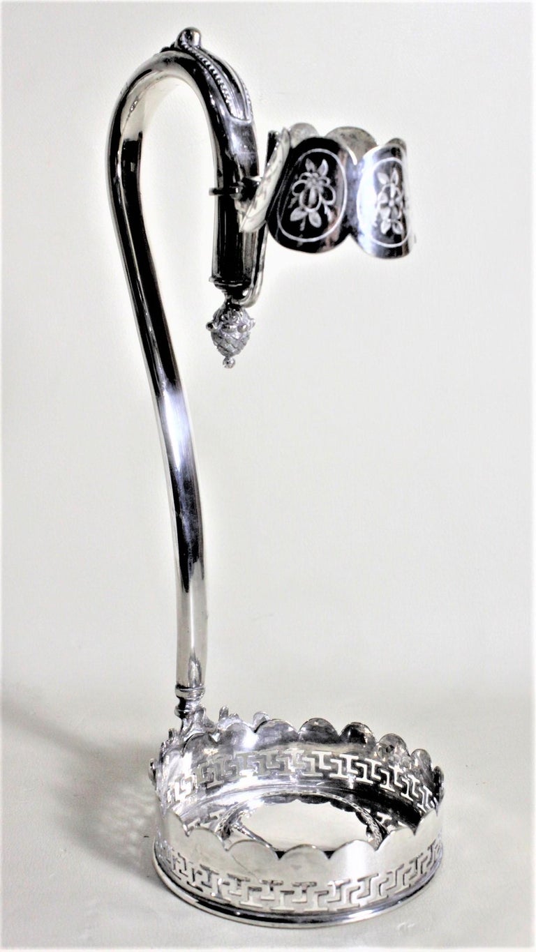 Antique Edwardian Silver Plated Wine Bottle Holder or Pourer with Acorn