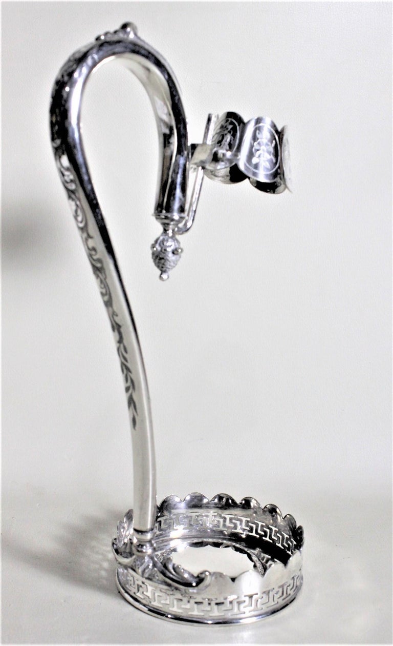 Antique Edwardian Silver Plated Wine Bottle Holder or Pourer with Acorn