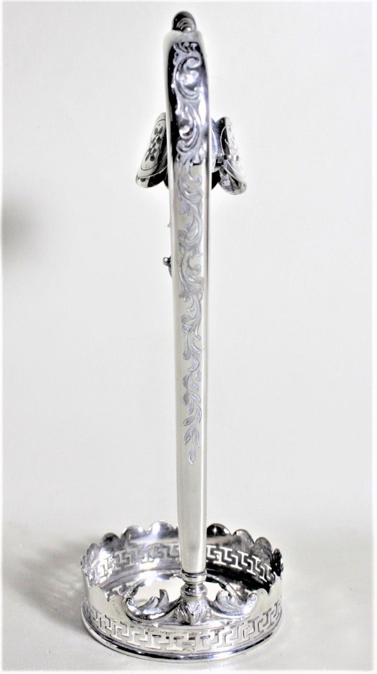 Antique Edwardian Silver Plated Wine Bottle Holder or Pourer with Acorn