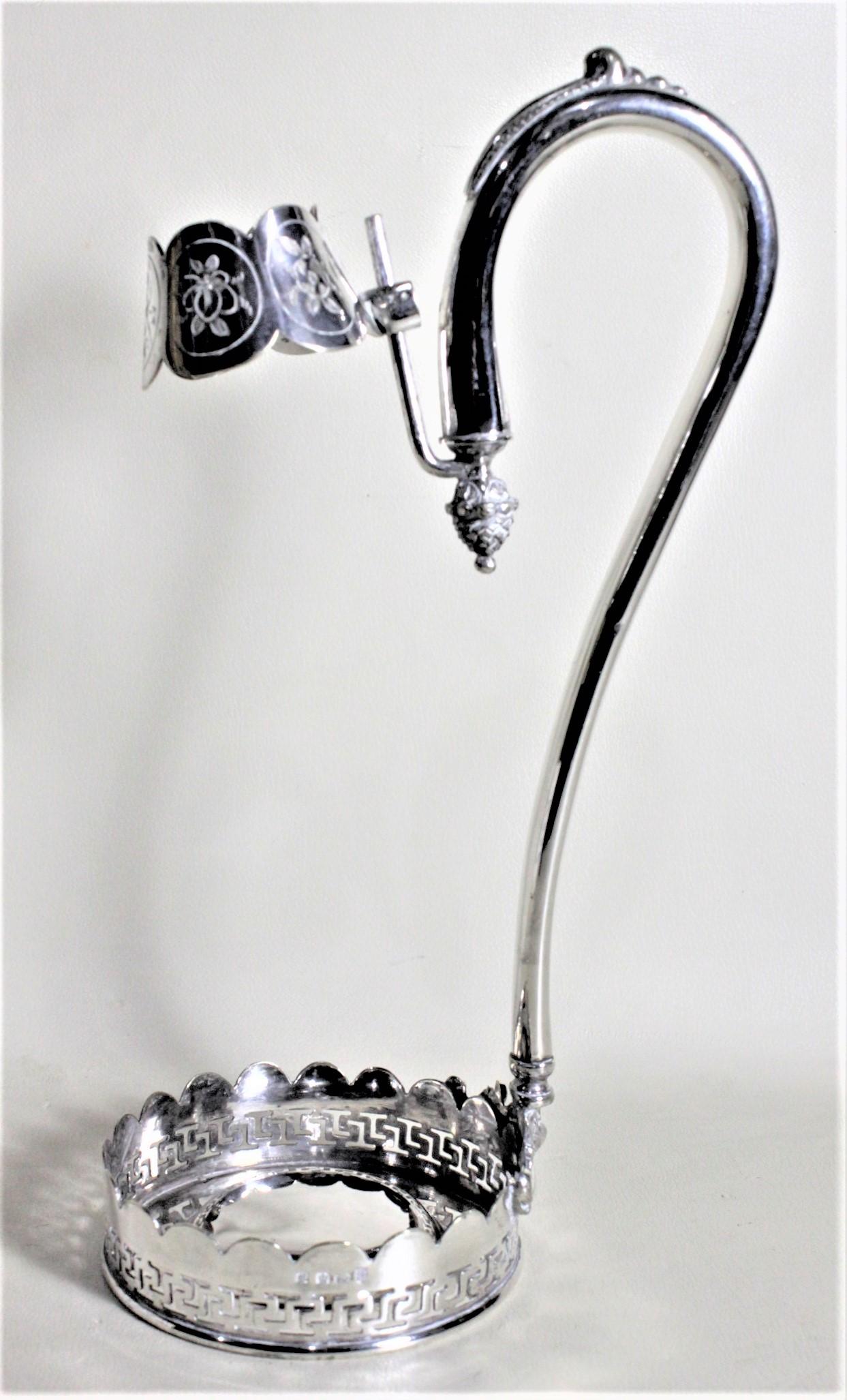 20th Century Antique Edwardian Silver Plated Wine Bottle Holder or Pourer with Acorn Finial For Sale