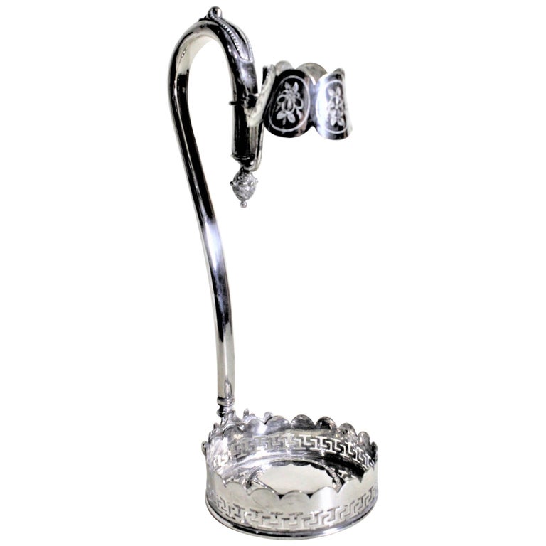 Antique Edwardian Silver Plated Wine Bottle Holder or Pourer with Acorn