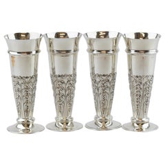 Antique Edwardian Silver Set of 4 Bud Vases, London, 1902