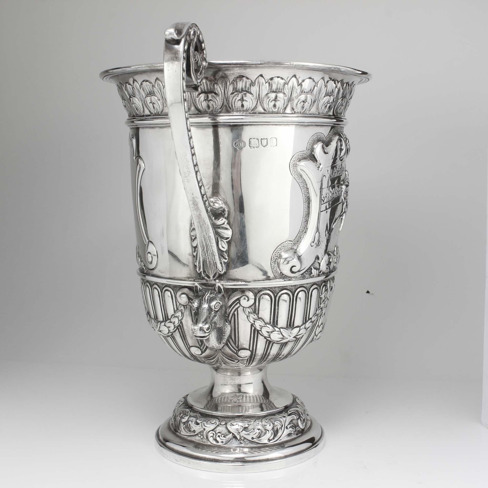 European Antique Edwardian Silver Trophy with Two Handles, London, 1904