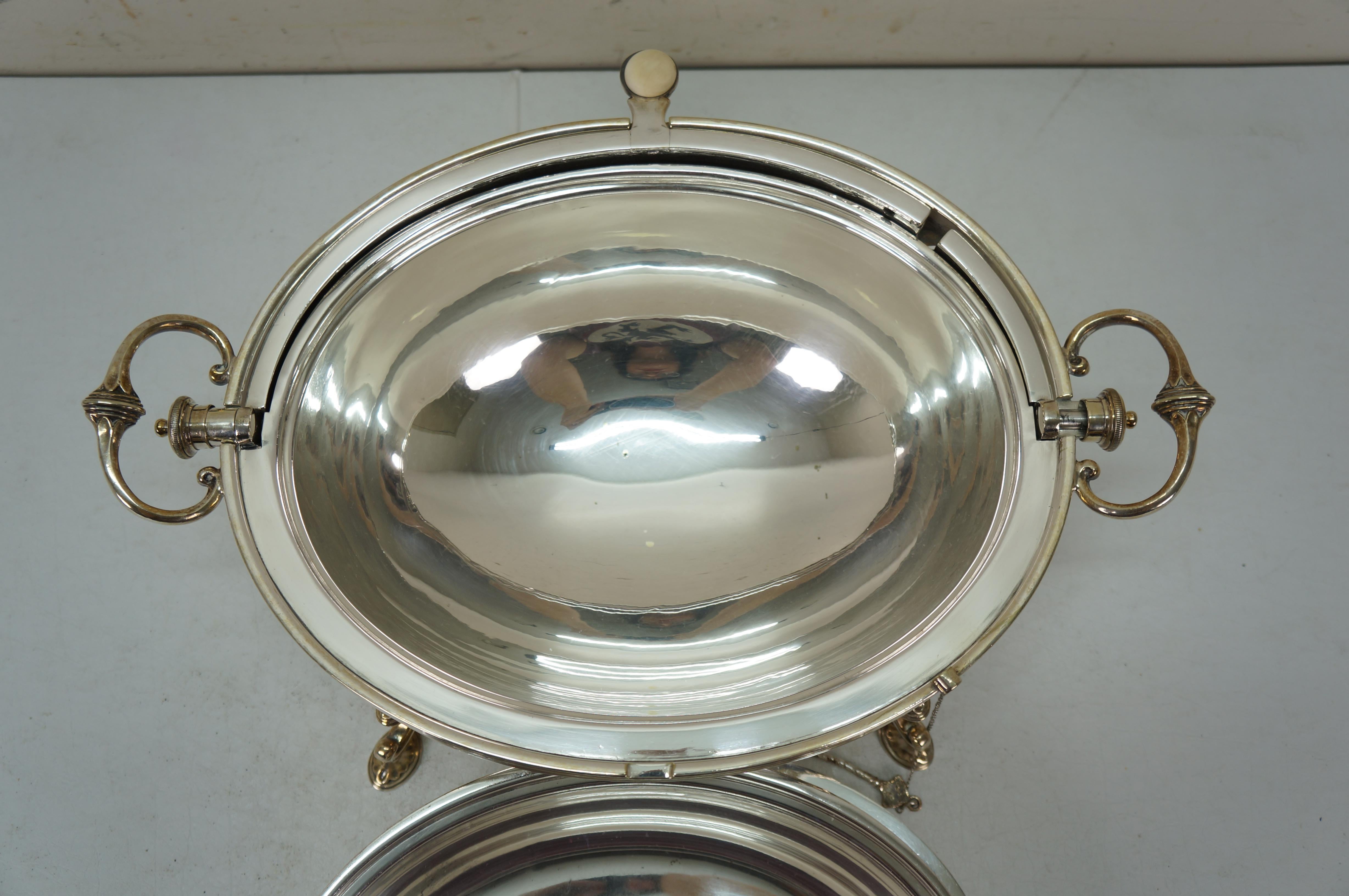 Antique Edwardian Silverplate Revolving Domed Chafing Dish Server Warmer 14