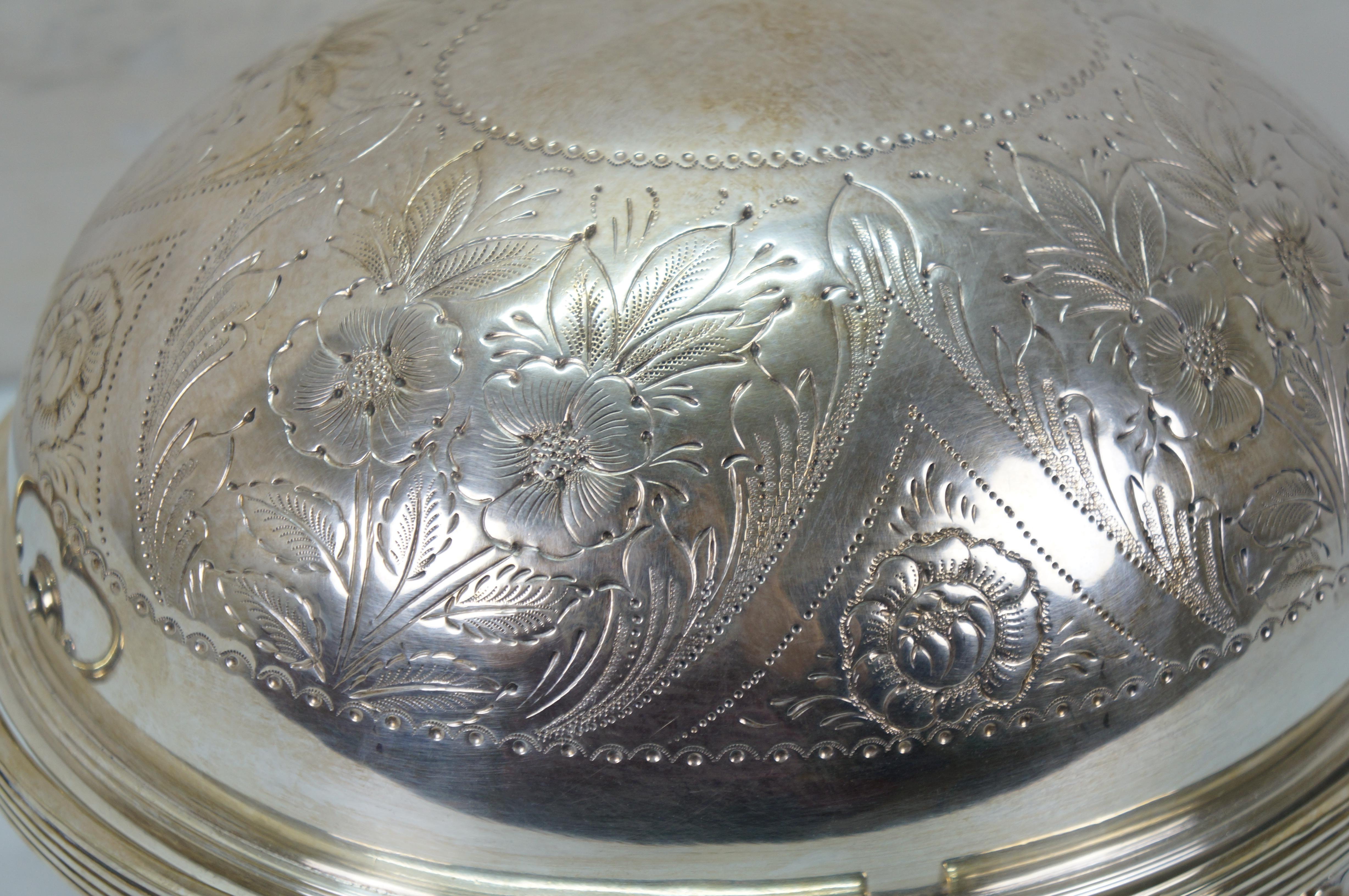 Antique Edwardian Silverplate Revolving Domed Chafing Dish Server Warmer 14
