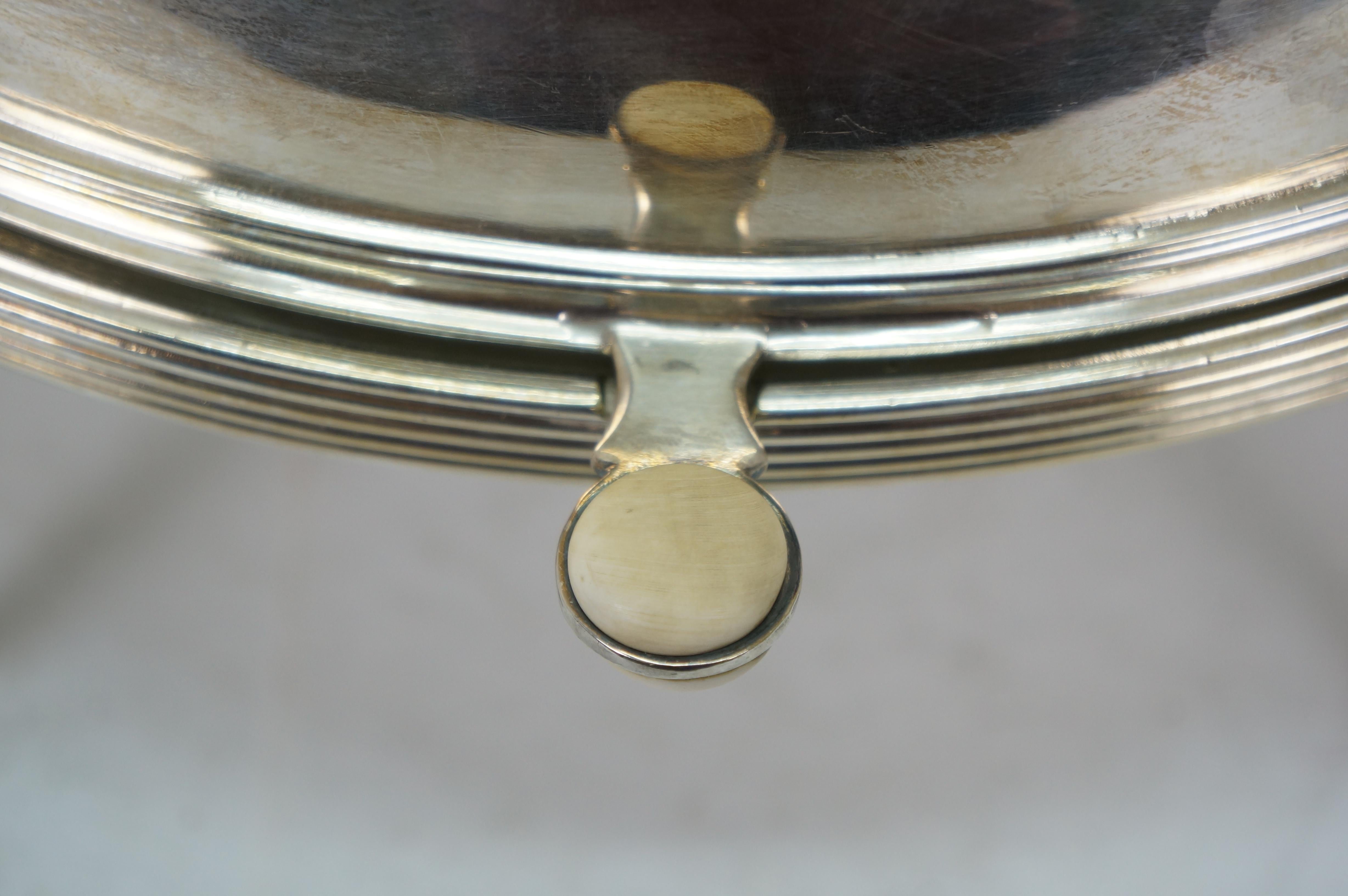 Antique Edwardian Silverplate Revolving Domed Chafing Dish Server Warmer 14