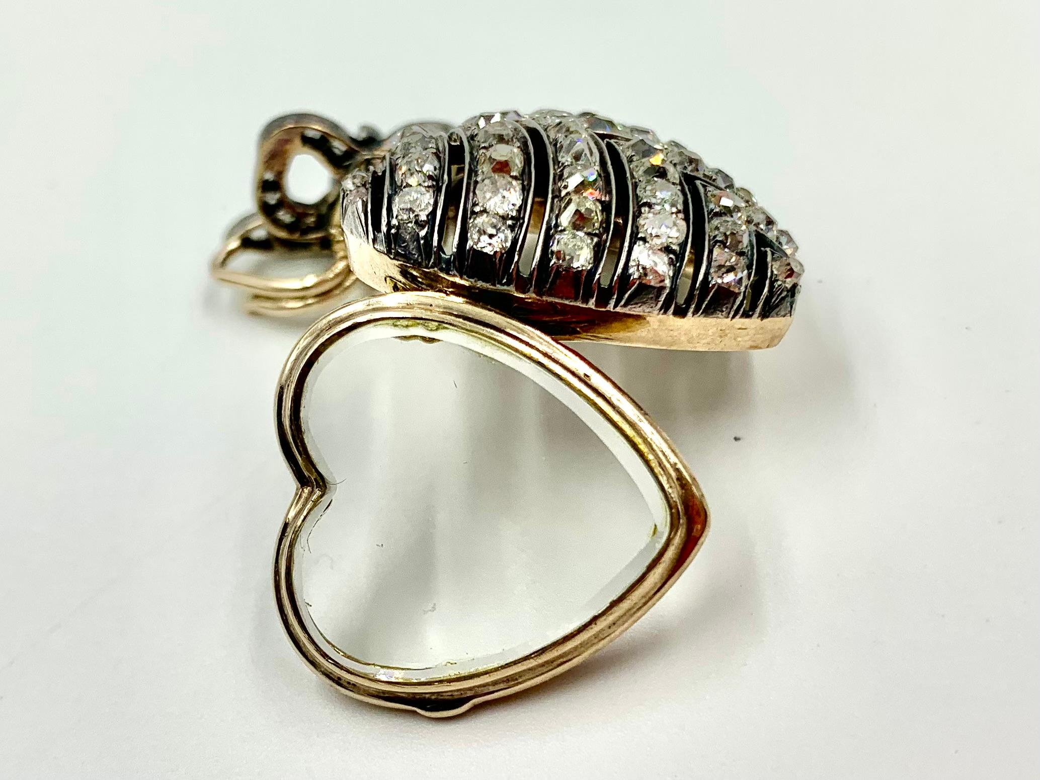 Antico S.J. edoardiano Collana con ciondolo Phillips a forma di cuore e diamante in vendita 5