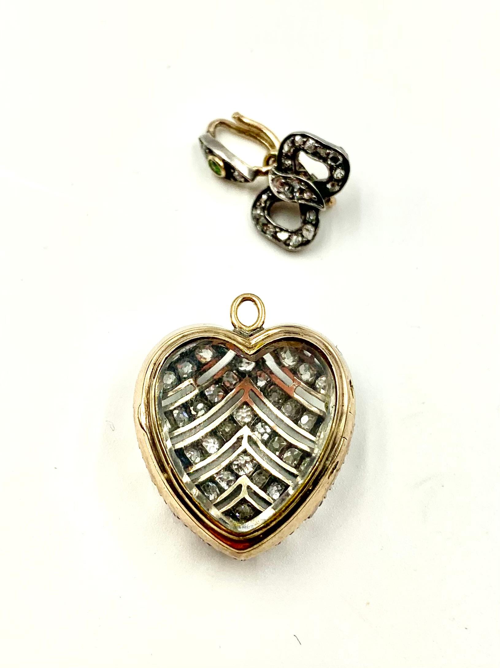 Antico S.J. edoardiano Collana con ciondolo Phillips a forma di cuore e diamante in vendita 6
