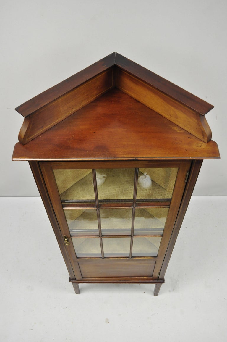 Antique Edwardian Small Corner Display Inlaid Curio at 1stDibs