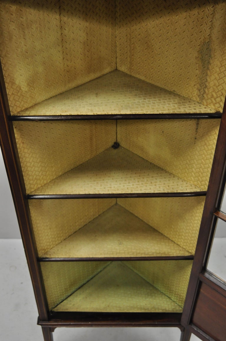 Antique Edwardian Small Corner Display Inlaid Curio at 1stDibs